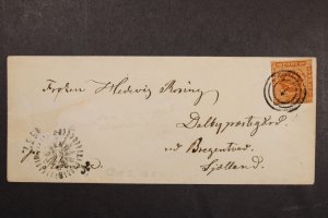 Denmark 1857 Cover / Nice Ring Cancel / Great Time Date Stamp in Corner - L42003