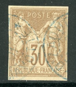 France Colonies 1877 Peace & Commerce 30¢ Brown Ty 1 Scott #26 Mayotte CDS D647