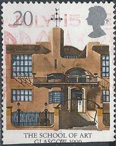 Great Britain 1315 (used, clipped filler) 20p School of Art, Glasgow (1990)