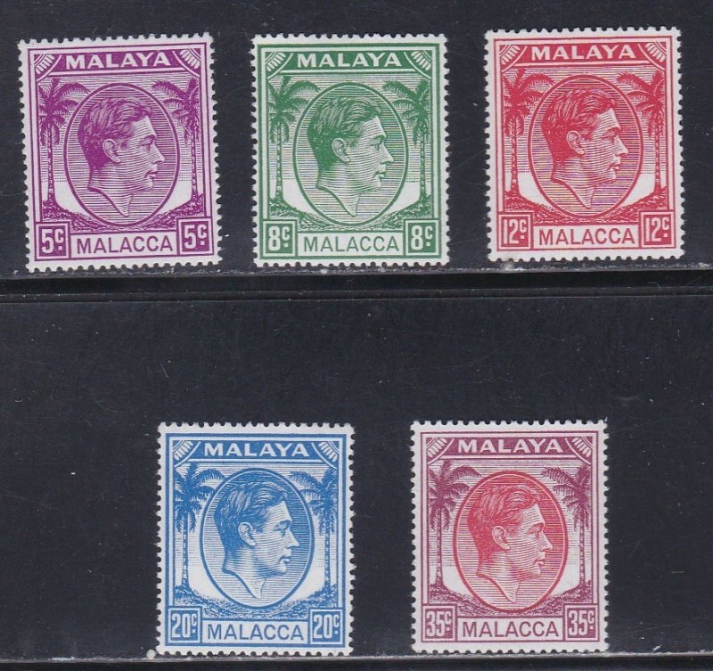 Malaya - Malacca # 22-26, King George VI, Definitives, LH, 1/3  Cat.