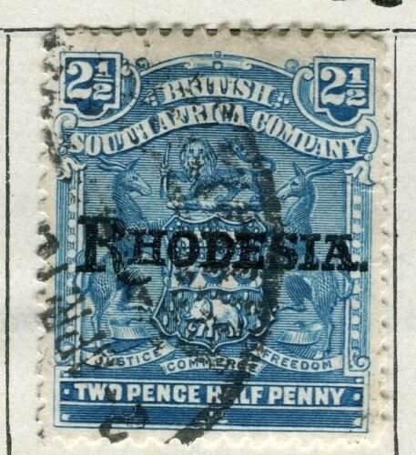 RHODESIA; 1909 early ' RHODESIA ' optd issue fine used 2.5d. value 