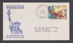 NIGER - 1976 BICENTENARY OF AMERICAN REVOLUTION - FDC