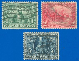 U.S.A. SCOTT #328-330 Jamestown Expo Complete Set/3, Used-Fine, SCV $38.50 (SK)