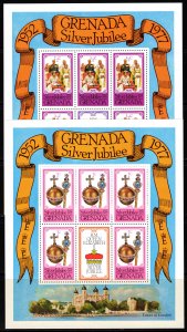 Grenada 1977 Sc#788/792 SILVER JUBILEE 5 SHEETLETS CHANGED COLORS MNH