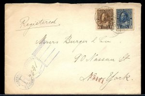 MONTREAL early registration handstamp  to USA Canada cover