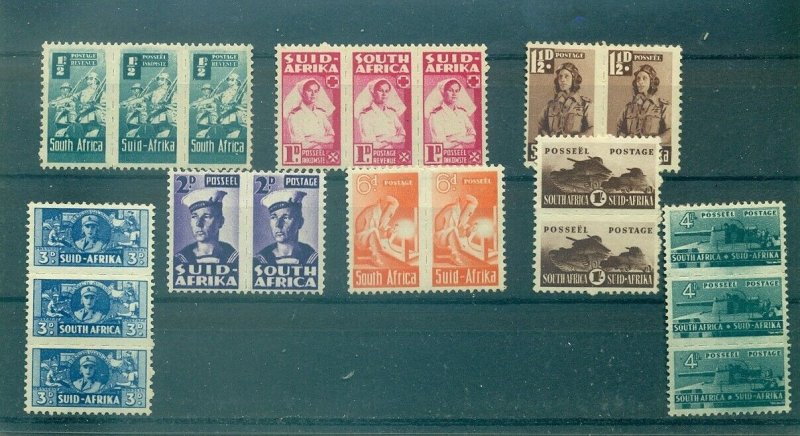 South Africa - Sc# 90-7. 1941-3 WWII Soldiers. Light Hinged. $64.00.