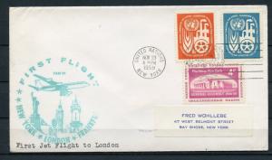 US NOV 23,1959 1st  JET  FLIGHT FAM27  UNITED NATIONS NY TO LONDON   COVER 