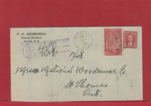 1939 ALMO N.B. old registration handstamp Mufti Canada cover
