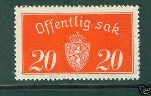 Norway Scott O14  Official 1933 MH* stamp CV $25