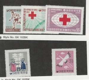 Korea, Postage Stamp, #294-296, 298, 300 Mint LH, 1959 Red Cross, Sports