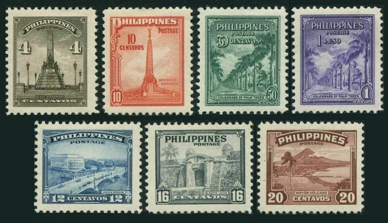 Philippines 504-510,hinged.Michel 462-468. Landmarks 1947.Monuments,Bridge,Gate,