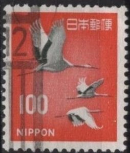 Japan 888A (used) 100y cranes, ver & black (1968)