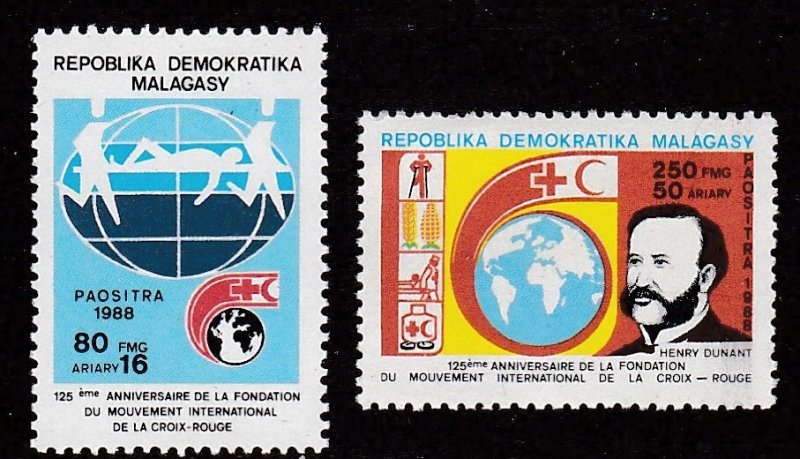Malagasy # 888-889, Red Cross 125th Anniversary, Mint NH