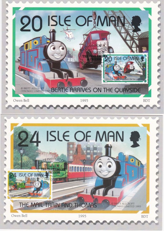 Isle of Man # 656-661, Thomas the Tank Engines Dreams, Maxi Cards, First Days