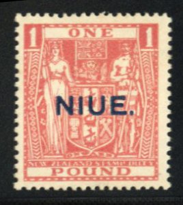 Niue #52 Cat$75, 1932 £1 pink, lightly hinged