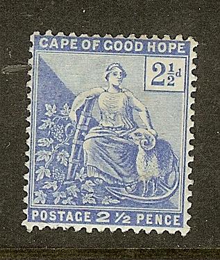 Cape of Good Hope, Scott #57, 2 1/2p Hope Seated, MLH