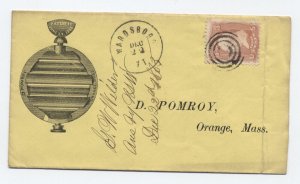 1865 Wardsboro VT #65 cover D. Pomroy heat regulator ad cover [6526.170]