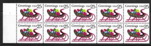 USA 2429a: 25c Christmas contemporary, folded booklet pane with tab, plate # ...