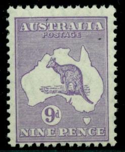 AUSTRALIA #122 9p Kangaroo, og, NH, VF, Scott $115.00