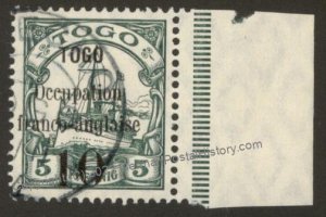 German 1914 Togo ANECHO WWI French English Occupation Michel 2 Used Stamp 108207