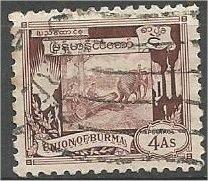 BURMA, 1949, used 4a, Cutting Scott 110