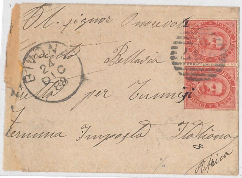 54839 - REGNO: UMBERTO I - STORIA POSTALE: BUSTA da BIVONA a TUNISIA 1888