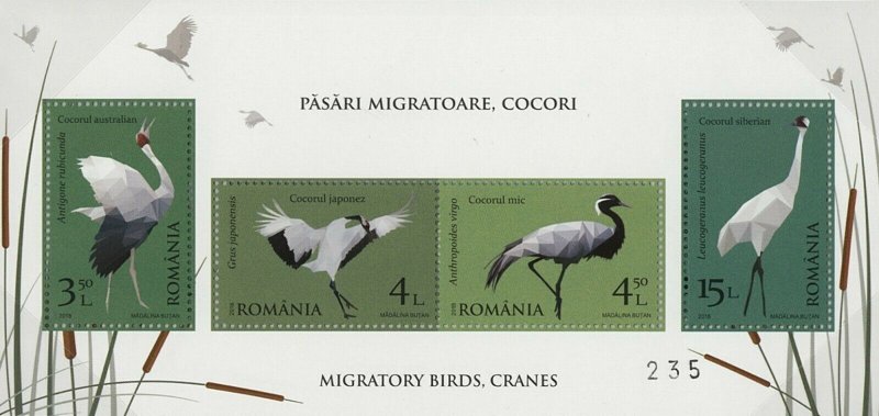 Romania 2018 Migratory birds cranes MNH stamps + FDC limited edition of 256 pcs