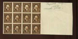 TD51 George Washington Bruckmann Photo Etching Test Block of 12 Stamps (Cv 690)