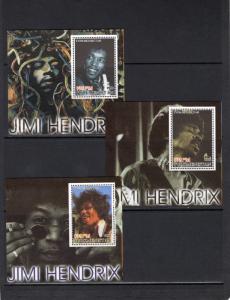 Turkmenistan 2001 JIMI HENDRIX 3 Souvenir Sheets MNH