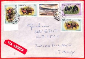 aa3825 - UGANDA  - POSTAL HISTORY - AIRMAIL COVER to ITALY 1986 Primates DEER