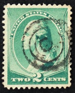 U.S. Used Stamp Scott #213 2c Washington. Superb. Target Cancel. A Gem!