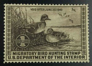 MOMEN: US STAMPS #RW6 DUCK MINT OG NH VF LOT #73004*