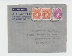 NIGERIA (YABA) TO UK 1946 AIR LETTER 6d RATED (SEE BELOW