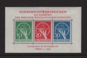 Germany Berlin 1949 Currency Devaluation Souvenir Sheet #9NB3a VF Mint NH