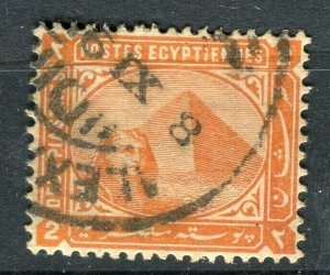 EGYPT; 1881-1902 early Pyramid & Sphinx issue used Shade of 2Pi. value
