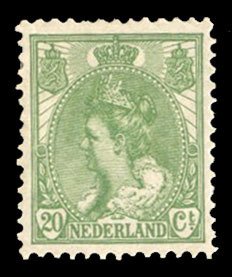 Netherlands #74 Cat$150, 1898 20c yellow green, hinged