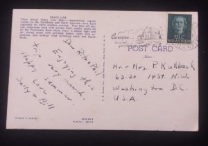 D)1950, NETHERLANDS ANTILLES, POSTCARD CIRCULATED TO THE U.S.A, WITH STAMP,