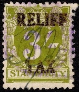 1930 New South Wales (Australia) Revenue 3 Shillings Relief Tax Used