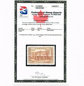 GENUINE CANADA SCOTT #243 XF MINT OG NH PSE CERT 1938 RED BROWN