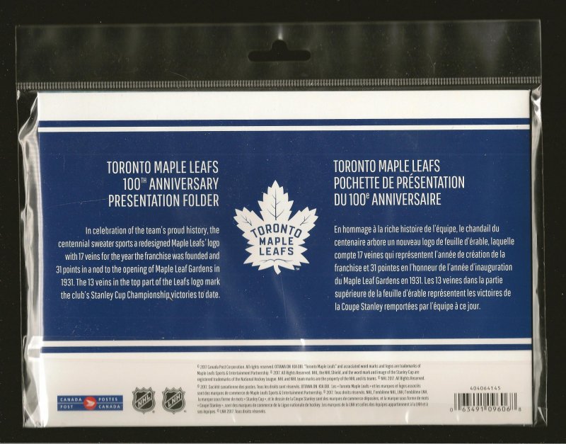 Canada 100 Years of Toronto Maple Leafs 1917-2017 $5 Souvenir Booklet Sealed