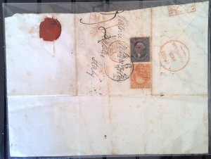 Scott #36B&38 on Cover with Red Cancels  - From the US to Italy