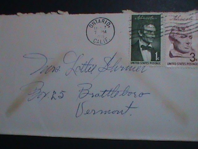 ​UNITED STATES-1958- 64 YEARS OLD COMMERCIAL COVER-LINCOLN STAMPS-USED VF