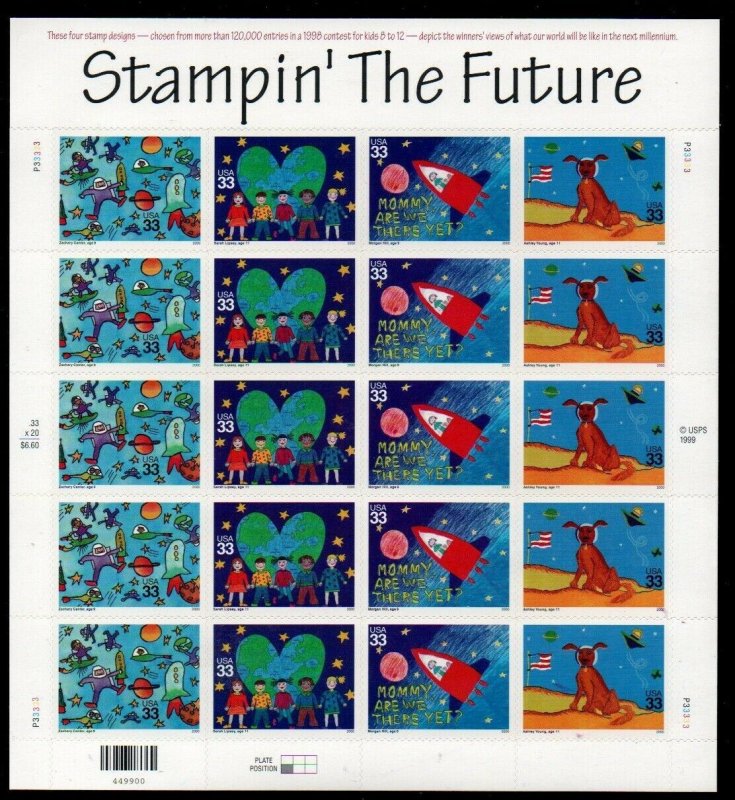 ALLYS US Plate Block Scott #3414-7 33c Stampin' The Future [20] MNH [FP-10]