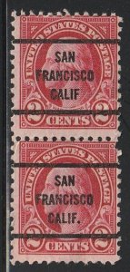 Precancel - San Francisco, CA - PSS 634-63 - Joined pair - No period