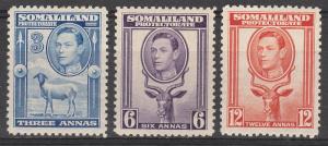 BRITISH SOMALILAND PROTECTORATE 1938 KGVI ANIMAL 3A  6A 12A