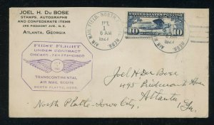 CAM 18e4F North Platte - Iowa City From Stamp Dealer Joel Du Bose July 1, 1927