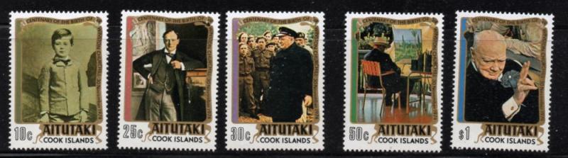 Aitutaki Sc 110-14 1974 Churchill stamp set mint  NH