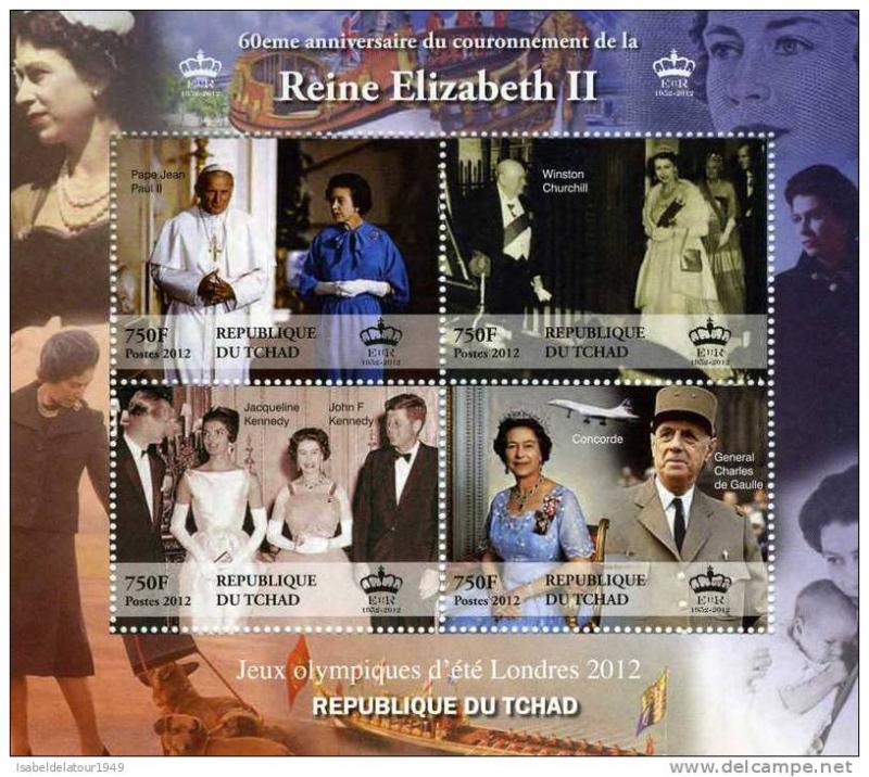 Chad 2012 SUMMER OLYMPICS GAMES Queen Elizabeth II Sheet Perforated Mint (NH)