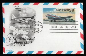 #UXC24 36c DC-3, Art Craft FDC **ANY 5=FREE SHIPPING**