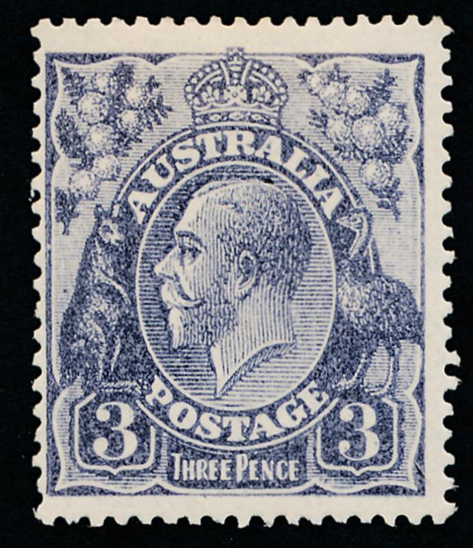 AUSTRALIA 30 MINT LH F-VF, 3p ULTRAMARINE, KGV, 2nd WMK